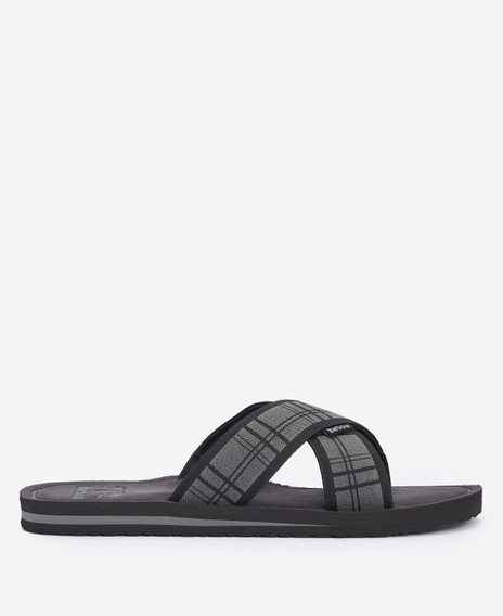 Barbour Tartan Toeman Beach Sandals — Black Tartan