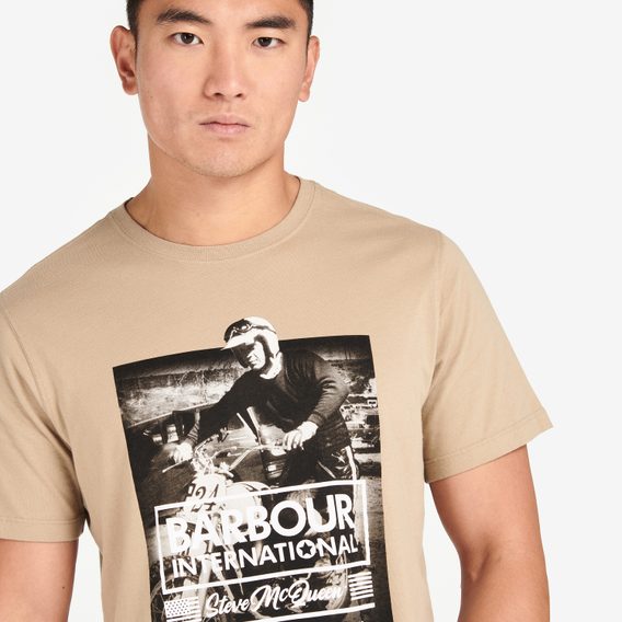 Pamut póló archív nyomtatással Barbour International Morris - Coriander