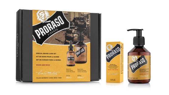 Szakállolaj és szakállszappan ajándékcsomag Proraso Wood & Spice