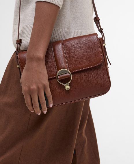 Barbour Rosa Leather Crossbody Bag — Brown