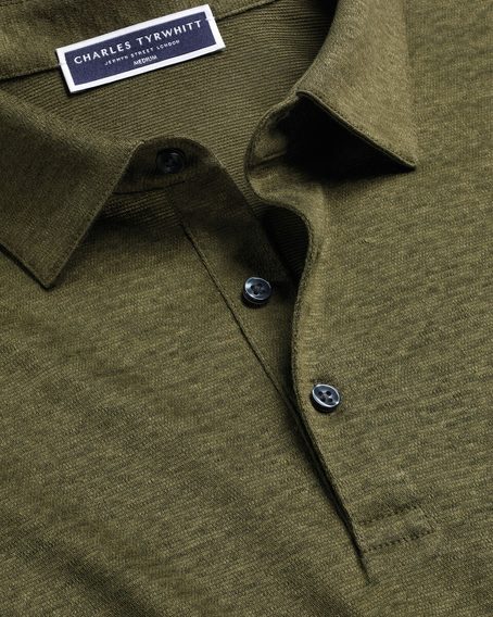 Charles Tyrwhitt Pure Linen Polo — Olive