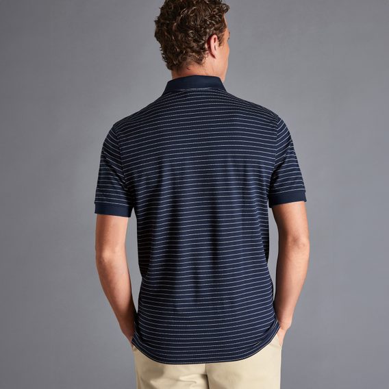 Charles Tyrwhitt Pique Polo — Navy/White Stripes