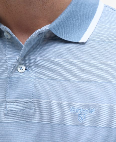 Barbour Branton Striped Polo Shirt — Bleached Blue