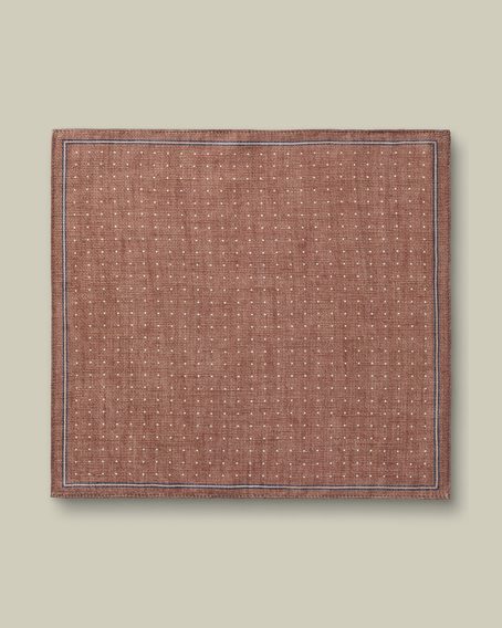 Charles Tyrwhitt Linen Silk Spot Pocket Square — Camel