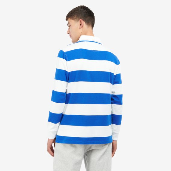 Hosszú ujjú pamut polo ing Barbour Hollywell Stripe Rugby Shirt - Whisper White