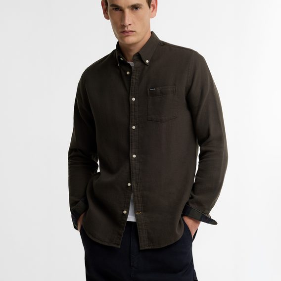 Barbour Buckley Tailored Herringbone Shirt — Sage