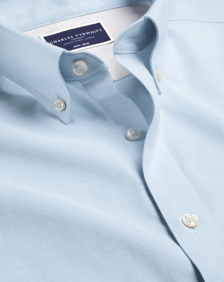 Charles Tyrwhitt Button-Down Non-Iron Stretch Oxford Shirt — Sky Blue