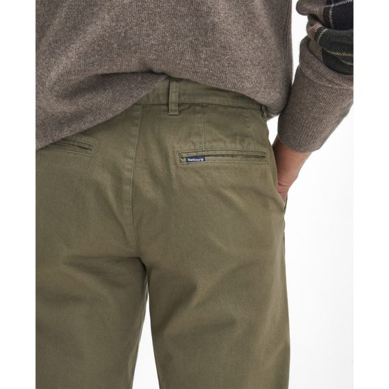 Barbour Washed Stretch Tailored Trousers — Olive