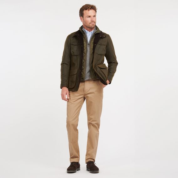 Barbour Ogston viaszolt pamut kabát— Olive