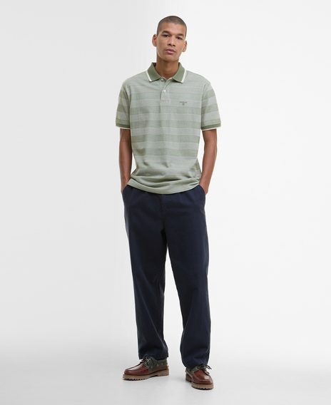 Barbour Branton Striped Polo Shirt — Light Moss
