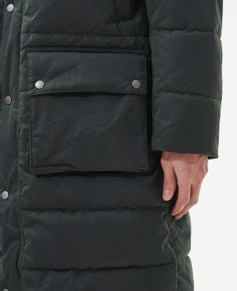 Barbour International Dowanside Wax Parka Jacket — Sage