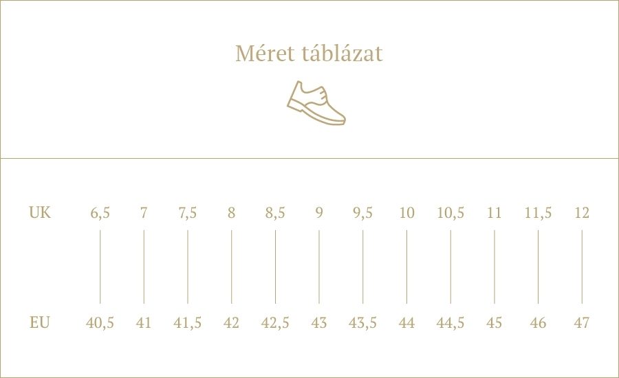 Gentleman Store - Berwick cipőméretek