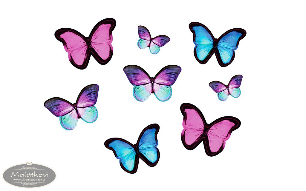 Cukrářské potřeby Malátkovi® - Amazonští motýli - dekorace z jedlého papíru  - breAd. & edible - Jedlý papír s tiskem - Jedlé papíry, Suroviny