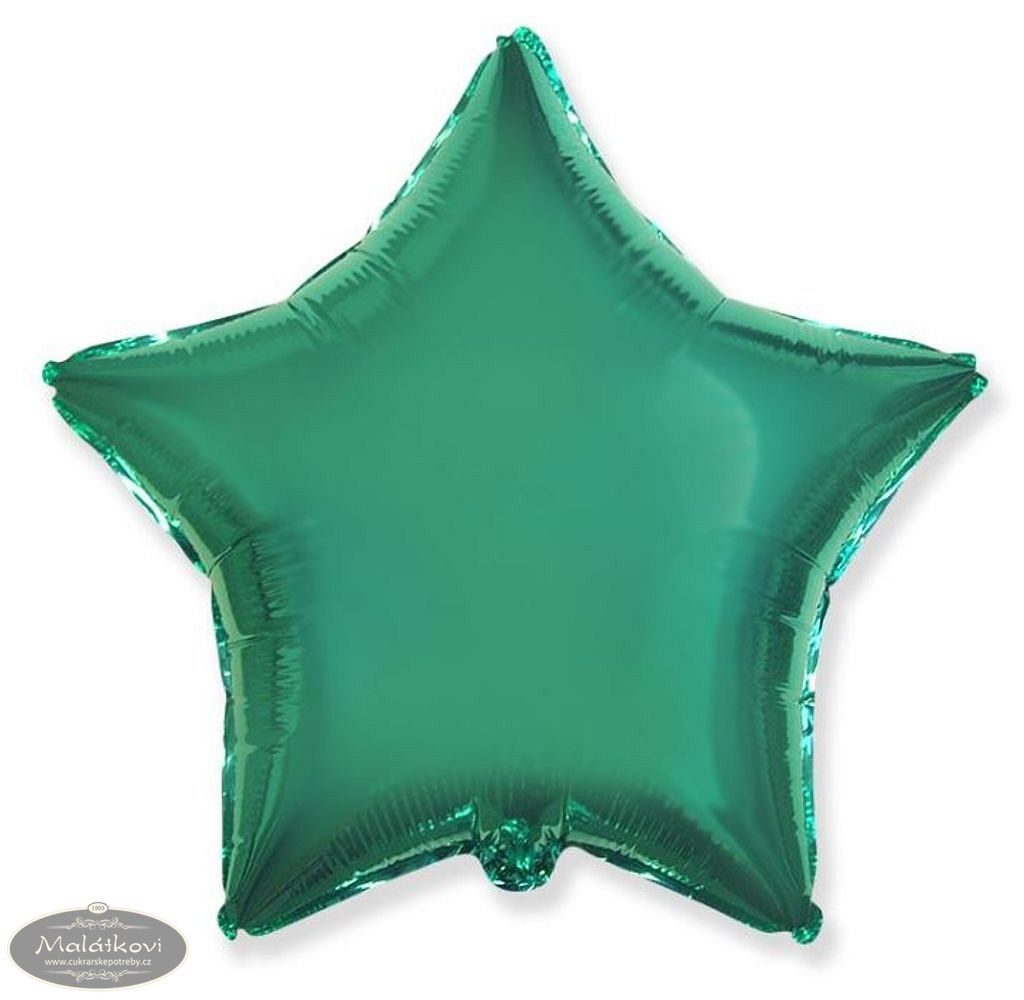 Cukrářské potřeby Malátkovi® - Balón foliový 45 cm Hvězda zelená TYRKYSOVÁ  - FLEXMETAL - Všechno zboží