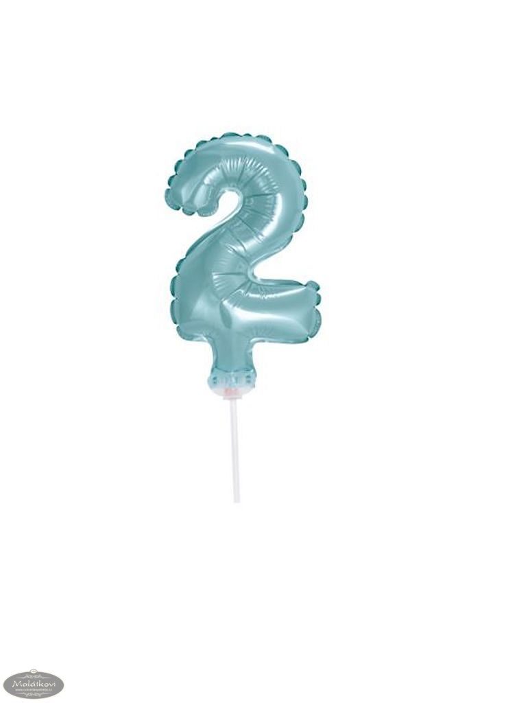 Cukrářské potřeby Malátkovi® - Balón foliový číslice tyrkysová (Tiffany)  12,5 cm - 2 s držákem - BALONČ - Balónky - Oslavy a party