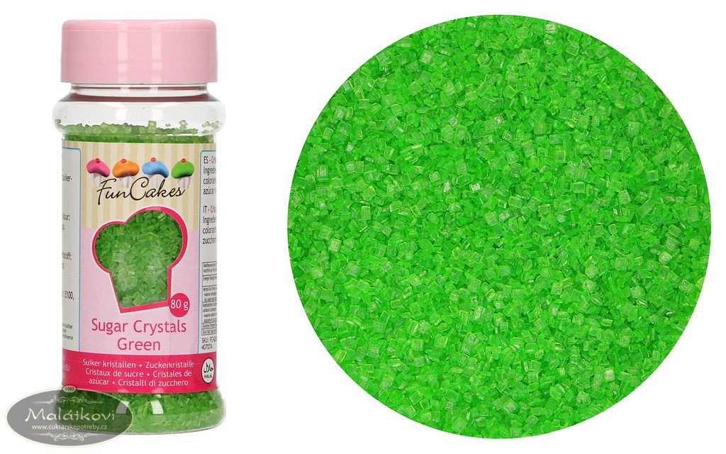 Cukrářské potřeby Malátkovi® - Barevný dekorační cukr zelený 80 g -  FunCakes - Všechno zboží