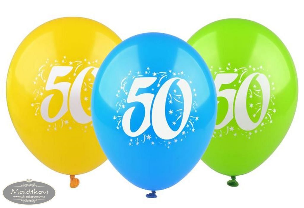 Cukrářské potřeby Malátkovi® - Balónky s potiskem čísla - 50, 3 ks v bal. 28  cm - Arpex - Balónky - Oslavy a party
