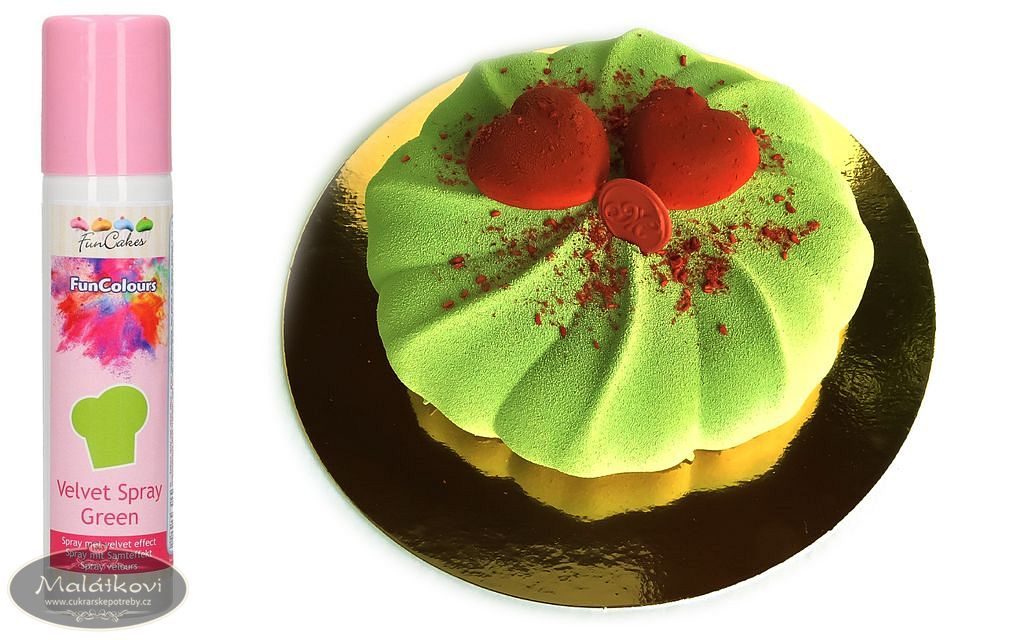 Cukrářské potřeby Malátkovi® - Zelený sprej Velvet efekt samet - 100 ml -  FunCakes - Jedlé potravinářské barvy sametové - velvet efekt - Barvy  potravinářské, Suroviny
