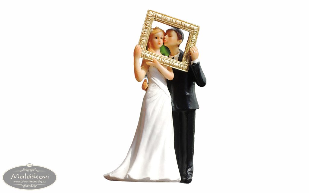 Cukrářské potřeby Malátkovi® - Nevěsta s ženichem s rámečkem - svatební  figurky na dort - Svatební figury - Dekorace nejedlé