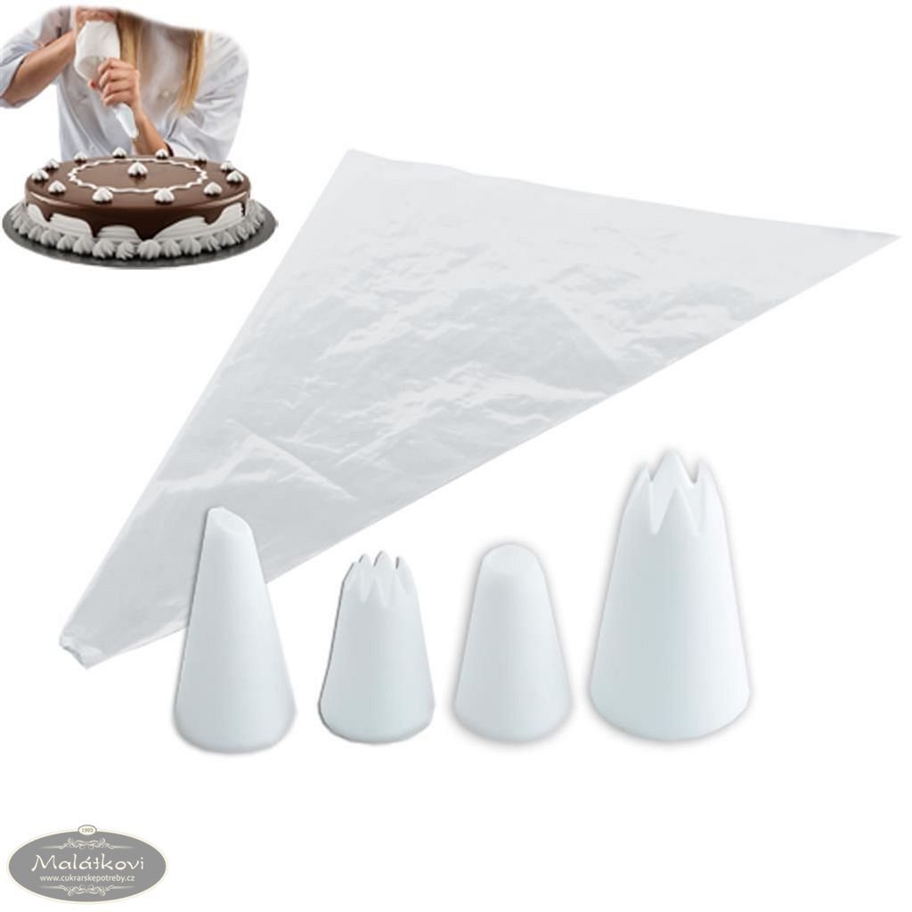 Cukrářské potřeby Malátkovi® - Set na zdobení plast sáček+špičky 12 ks -  Orion CZ - Sady cukrářských špiček - Cukrářské špičky, Potřeby a pomůcky