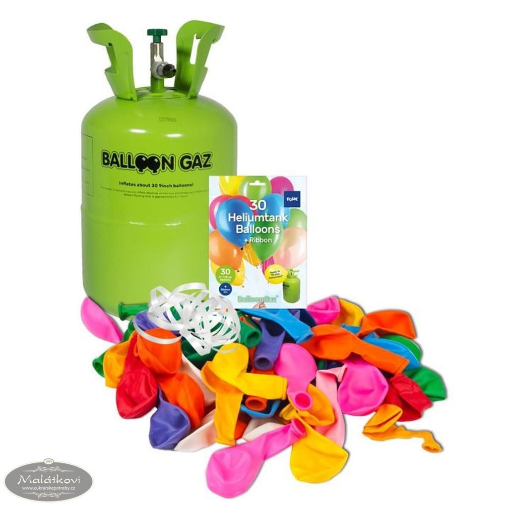 Cukrářské potřeby Malátkovi® - Helium do balónků jednorázová nádoba 250 l +  30 balónků - FOLAT - Hélium na balónky - Balónky, Oslavy a party