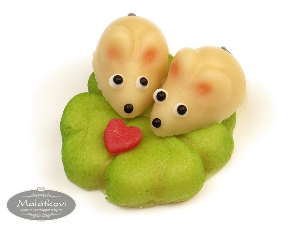 Cukrářské potřeby Malátkovi® - Dvě myšky na listu - marcipánová figurka na  dort - Frischmann - Marcipánové figurky - Jedlé dekorace a zdobení