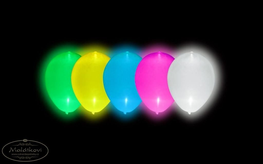 Cukrářské potřeby Malátkovi® - Svítící balónky s LED světlem - 5 ks mix  barev - YIWU3 - Balónky - Oslavy a party