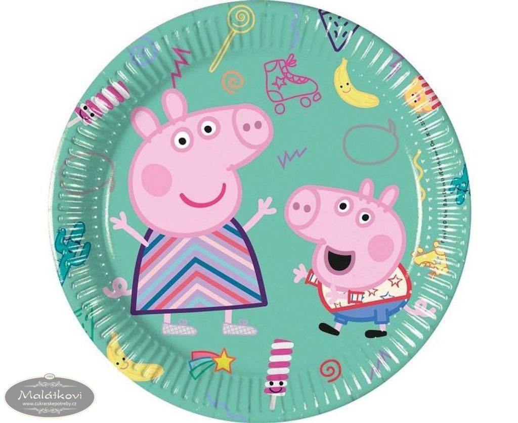 Cukrářské potřeby Malátkovi® - Papírové talíře prasátko Pepa - Peppa Pig -  20 cm, 8 ks - GoDan - Jednorázové talíře - Jednorázové nádobí, Kuchyňské  potřeby