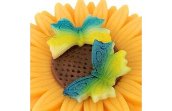 Modelovaný motýlek malý - Žlutomodrý stříkaný