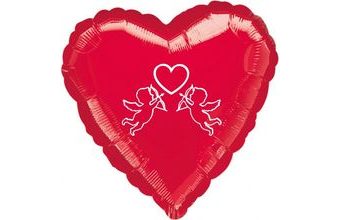 Srdíčko červený balónek s andílkem