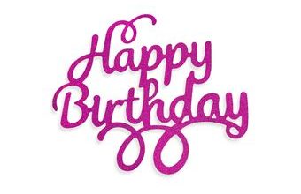 Růžový zápich - topper na dort Happy Birthday 14 cm