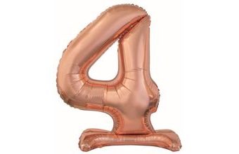 Balón foliový číslice RŮŽOVO ZLATÁ / ROSE GOLD na podstavci, 74 cm - 4