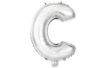Písmena C stříbrné foliové balónky 29,5 cm x 40 cm