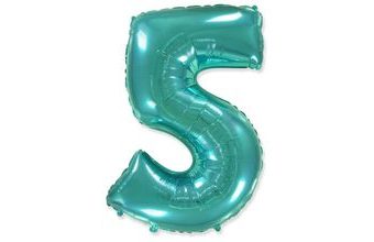 Balón foliový číslice tyrkysová (Tiffany) 115 cm - 5