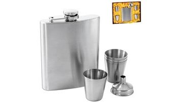 Kapesní lahev s pohárky a nálevkou