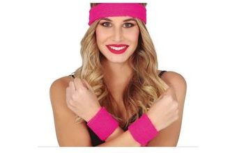 Sada růžových potítek s čelenkou