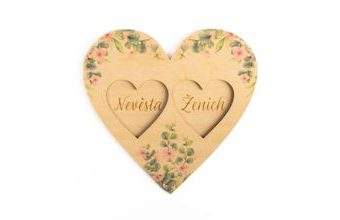 Dřevěný tácek na prstýnky - svatba