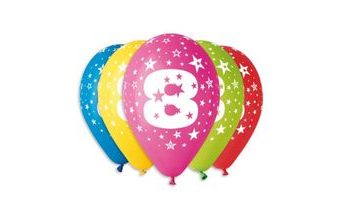 Balónky potisk čísla "8" - 5ks v bal. 30cm