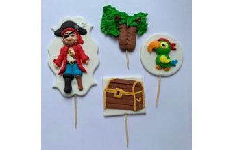 Pirátská sada – cukrové dvourozměrné (2D) zápichy na dort