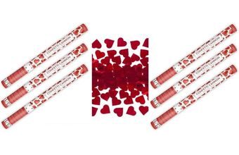 Konfety svatební 60 cm 6 ks ČERVENÉ SRDCE