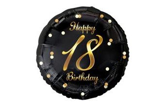 Balón foliový 18 let - Happy Birthday - narozeniny - 45 cm
