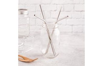 Nesmrtelné brčko nerezové - sada 4 ks - 21,5 cm + kartáček na čištění