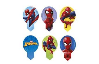 Zápich na muffiny Spiderman z jedlého papíru - 10 ks, 6,5 x 4 cm