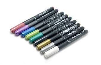 Sada fixů na kamínkování - metalické Decor Pen - 9 ks