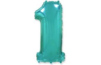 Balón foliový číslice tyrkysová (Tiffany) 115 cm - 1