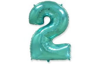 Balón foliový číslice tyrkysová (Tiffany) 115 cm - 2