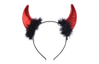 Rohy čerta dětské s peřím - čelenka - Vánoce