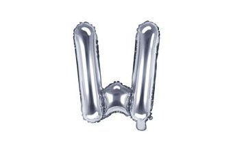 Balón foliový písmeno "W", 35 cm, stříbrný (NELZE PLNIT HELIEM)