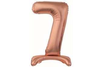 Balón foliový číslice RŮŽOVO ZLATÁ / ROSE GOLD na podstavci, 74 cm - 7