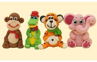 Opice a krokodýl – cukrová dekorace na dort